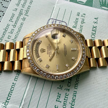 Load image into Gallery viewer, 1987 Rolex Oyster President 18038 Box + Papers - Unpolished - Diamond Dial Bezel