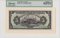1929 $5 The Eastern Bank St Johns Canada - Set Front/Back PROOF 225-10-02P