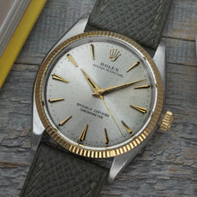 Load image into Gallery viewer, 1958 Rolex Oyster Perpetual 6567 Two Tone Gold + Stainless- Tropical Patina dial