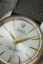 Load image into Gallery viewer, 1958 Rolex Oyster Perpetual 6567 Two Tone Gold + Stainless- Tropical Patina dial