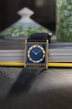 Load image into Gallery viewer, 1970 Jaeger Lecoultre Tank solid 18k yellow Gold Wristwatch Blue Dial