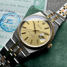 Load image into Gallery viewer, 1978 Rolex Oysterquartz Datejust 17013 Box Brunei Papers Unpolished Rosey patina