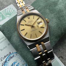 Load image into Gallery viewer, 1978 Rolex Oysterquartz Datejust 17013 Box Brunei Papers Unpolished Rosey patina