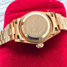 Load image into Gallery viewer, 1986 Rolex President Solid Gold 69178 Box+ Papers Unpolished Diamond String Dial