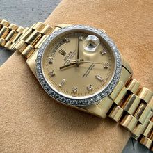 Load image into Gallery viewer, 1987 Rolex President 18k yellow Gold 18038 Diamond Dial Diamond Bezel