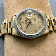 Load image into Gallery viewer, 1987 Rolex President 18k yellow Gold 18038 Diamond Dial Diamond Bezel