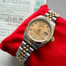 Load image into Gallery viewer, 1990 Rolex Datejust Diamond Dial 69173 - Jubilee band + Box + Papers