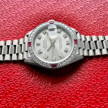 Load image into Gallery viewer, 1990 Rolex President Solid Gold 69069 Factory diamond dial + Ruby Diamond Bezel