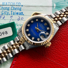 Load image into Gallery viewer, 1993 Rolex Datejust Blue Vignette Dial 69173 - Jubilee band + Box + Papers