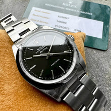 Load image into Gallery viewer, 2001 Rolex Air King 14000 Glossy Black Dial 14000M – Box and 2023 Service Papers