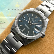 Load image into Gallery viewer, 2002 Rolex Date 15210 Blue Polished and Serviced! Box Papers dated 2004