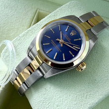Load image into Gallery viewer, 2006 Ladies Oyster Perpetual Two Tone blue dial 76183 Box and original receipt!