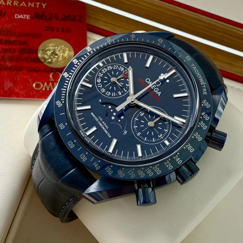 2022 Omega Speedmaster 30493445203001 Ceramic Box Papers Blue