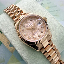 Load image into Gallery viewer, 26mm Rolex President 18k Rose Gold 179175 Box Papers - Diamond Anniversary Dial