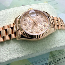Load image into Gallery viewer, 26mm Rolex President 18k Rose Gold 179175 Box Papers - Diamond Anniversary Dial