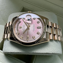 Load image into Gallery viewer, 36mm Rolex President Gold 118238 Box Papers - Tropical Pink Diamond Dial