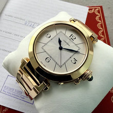 Load image into Gallery viewer, Mens 42mm 18k Gold Cartier Pasha 2726 - Box Papers +Cartier service 232 Grams