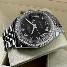 Load image into Gallery viewer, Rolex 36mm Datejust 116244 Black Roman Numeral Box/ Papers Factory Diamond Bezel