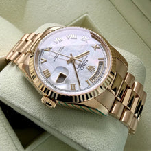 Load image into Gallery viewer, Rolex President 18k Yellow Gold 118238 - Mother Pearl Dial - 2026 Rolex Service