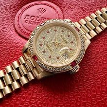 Load image into Gallery viewer, Rolex President Solid Gold 69178 Stunning Ruby diamond dial + Ruby Diamond Bezel