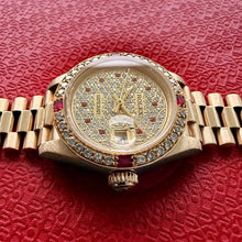 Load image into Gallery viewer, Rolex President Solid Gold 69178 Stunning Ruby diamond dial + Ruby Diamond Bezel
