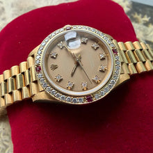 Load image into Gallery viewer, Rolex President Solid Gold 69178 Stunning Taupe diamond dial Ruby Diamond Bezel