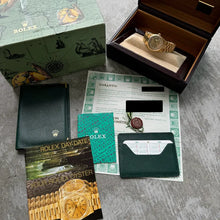 Load image into Gallery viewer, Unworn 36mm Rolex President Gold 18238 Box Papers String Diamond Dial + Stickers