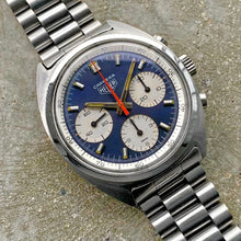 Load image into Gallery viewer, 1970s Heuer Carrera Blue Dial 73653 Chronograph Valjoux 7736