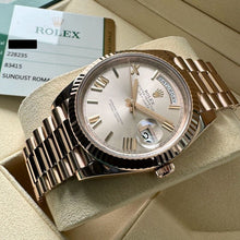 Load image into Gallery viewer, 40mm Rolex Rose Gold President 228235 Sundust Dial - Box + Papers