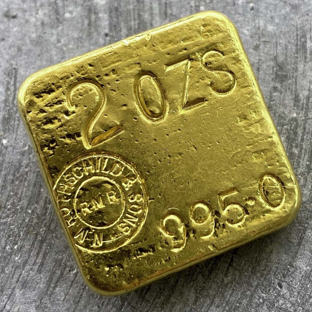 Ultra Rare Rothschild 2oz .999 Pure Gold Bar