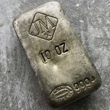 Load image into Gallery viewer, Johnson Matthey 10oz .999 Fine Silver Bar With Extra Assay Stamp
