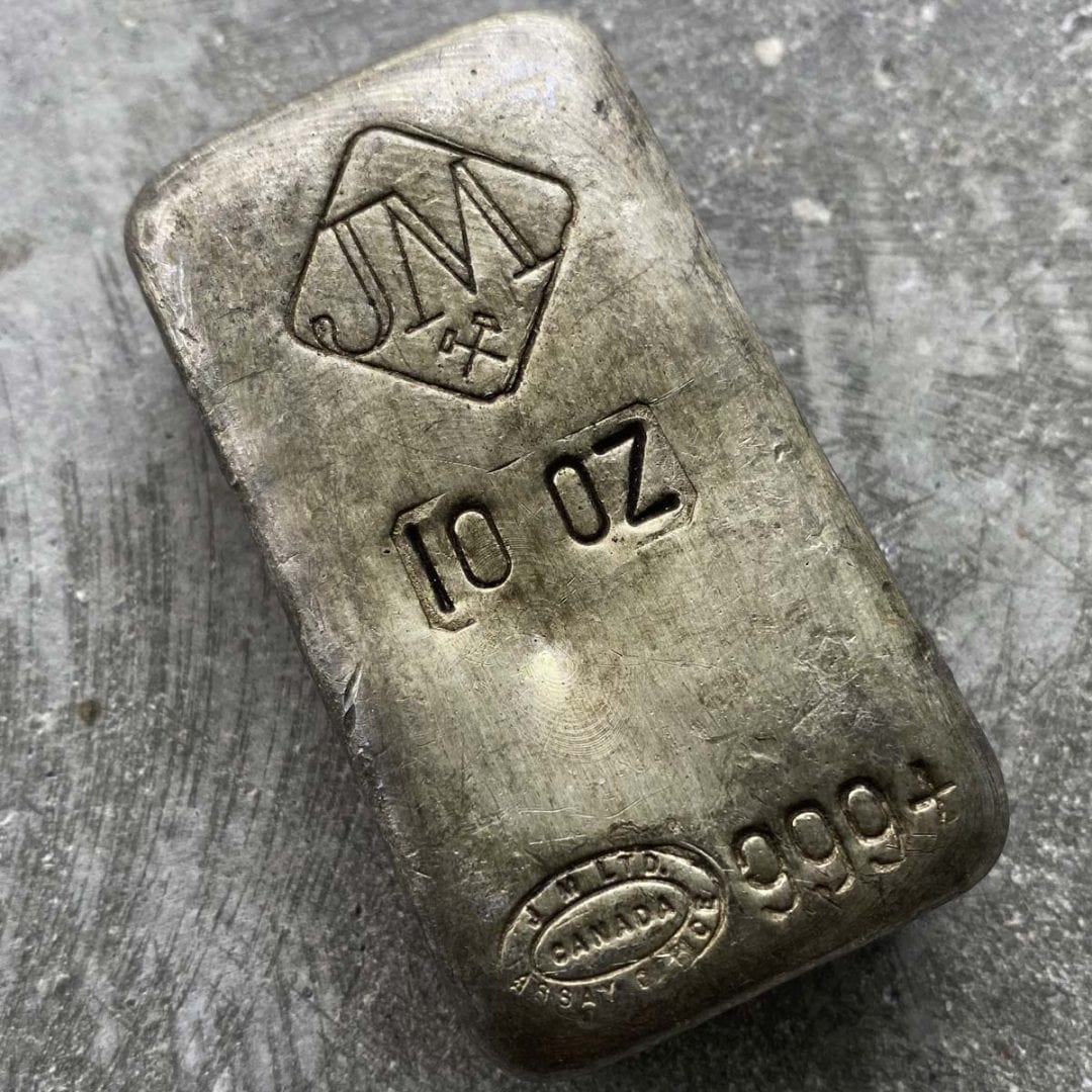 Johnson Matthey 10oz .999 Fine Silver Bar With Extra Assay Stamp
