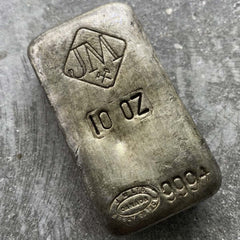 Johnson Matthey 10oz .999 Fine Silver Bar With Extra Assay Stamp