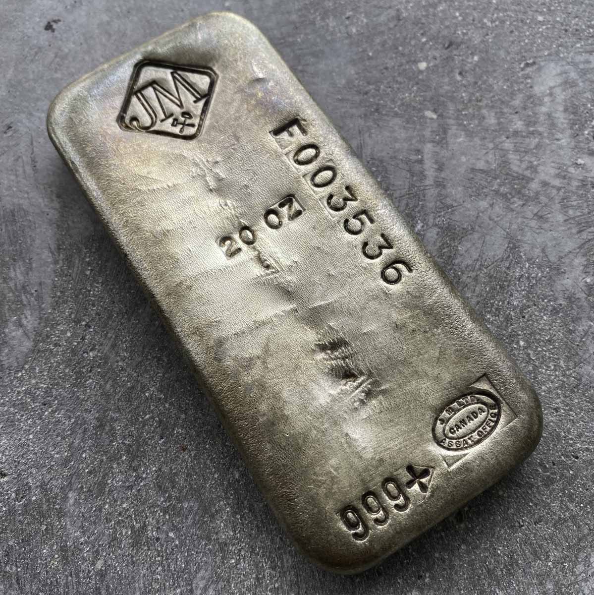 Johnson Matthey 20oz 'F' Series .999 Silver Bar