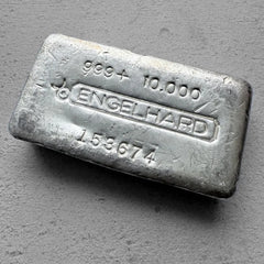 10 oz Engelhard .999 Silver Poured bar 6 digit '153' Serial