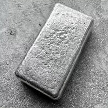 Load image into Gallery viewer, 10 oz Johnson Matthey .999 Silver Poured bar Pour Lines- Error Stamp Placement
