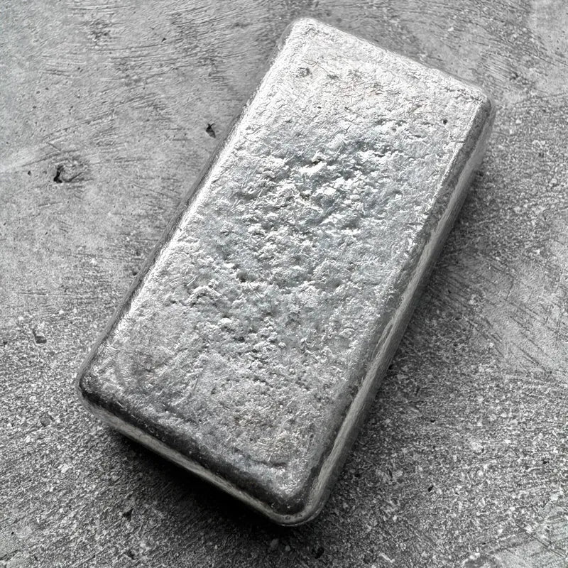 10 oz Johnson Matthey .999 Silver Poured bar Pour Lines- Error Stamp Placement