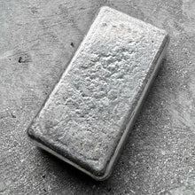 Load image into Gallery viewer, 10 oz Johnson Matthey .999 Silver Poured bar Pour Lines- Error Stamp Placement
