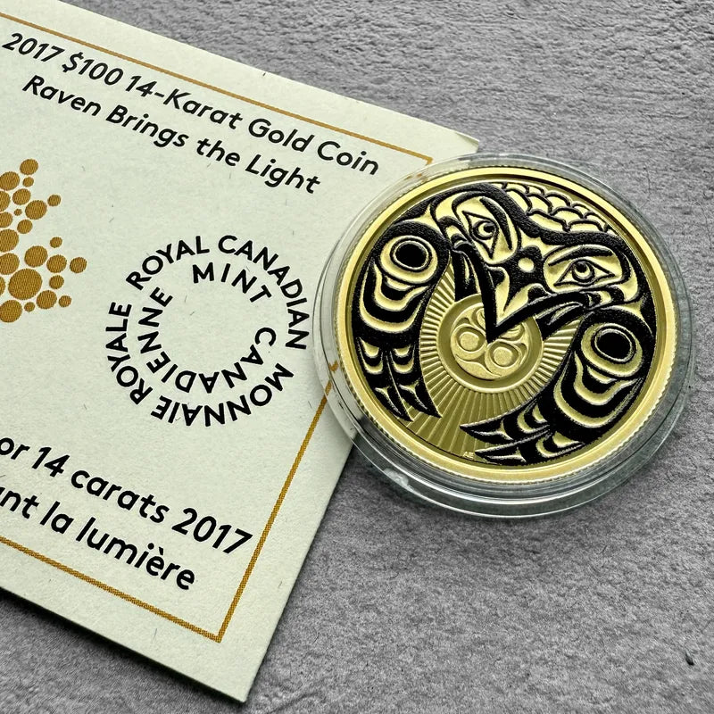 $100 2017 Raven brings the light Canada Gold coin