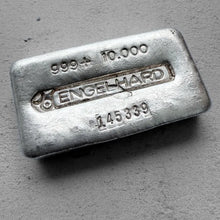 Load image into Gallery viewer, 10 oz Engelhard .999 Silver Poured bar - Bold strike and clean surfaces
