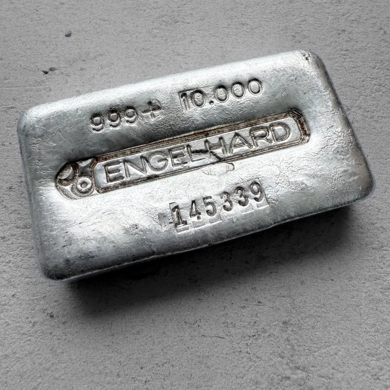 10 oz Engelhard .999 Silver Poured bar - Bold strike and clean surfaces