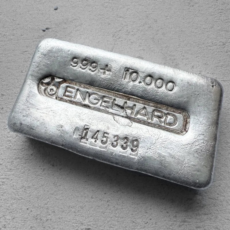 10 oz Engelhard .999 Silver Poured bar - Bold strike and clean surfaces