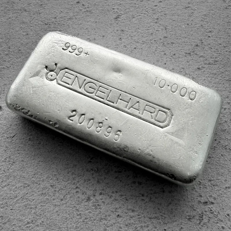 10 oz Engelhard .999 Silver Poured bar - Grid Back