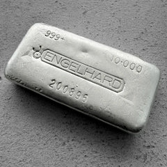 10 oz Engelhard .999 Silver Poured bar - Grid Back