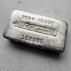 10 oz Engelhard .999 Silver Poured bar Neat Serial 133555