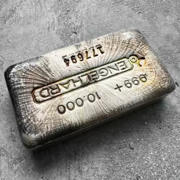 10 oz Engelhard .999 Silver Poured bar - Stunning Pour lines and Toning!