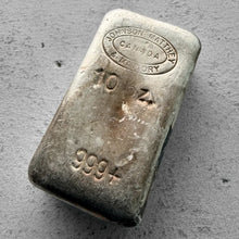 Load image into Gallery viewer, 10 oz Johnson Matthey Mallory JM&amp;M .999 Silver Poured bar
