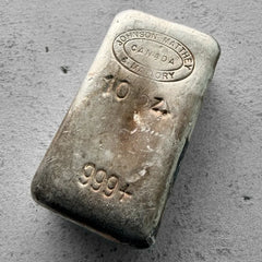 10 oz Johnson Matthey Mallory JM&M .999 Silver Poured bar