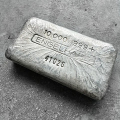 10 oz Engelhard .999 Silver Poured bar 5 digit ’41’ Serial – Nice Pour Lines