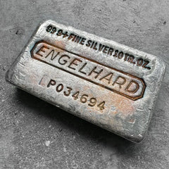 10 oz Engelhard .999 Silver Poured bar - P Series -Stunning Sunset Orange Toning